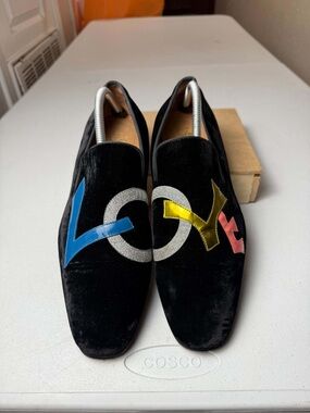 Men Christian Louboutin Black Velvet "LOVE"
Flats Sz EU 42.5 / 9.5
